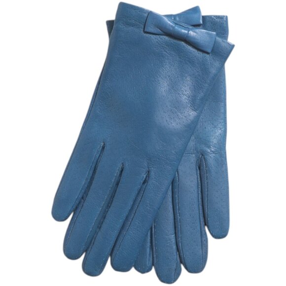 PORTOLANO Leather Gloves With Bow On Top - Picture 1 of 1